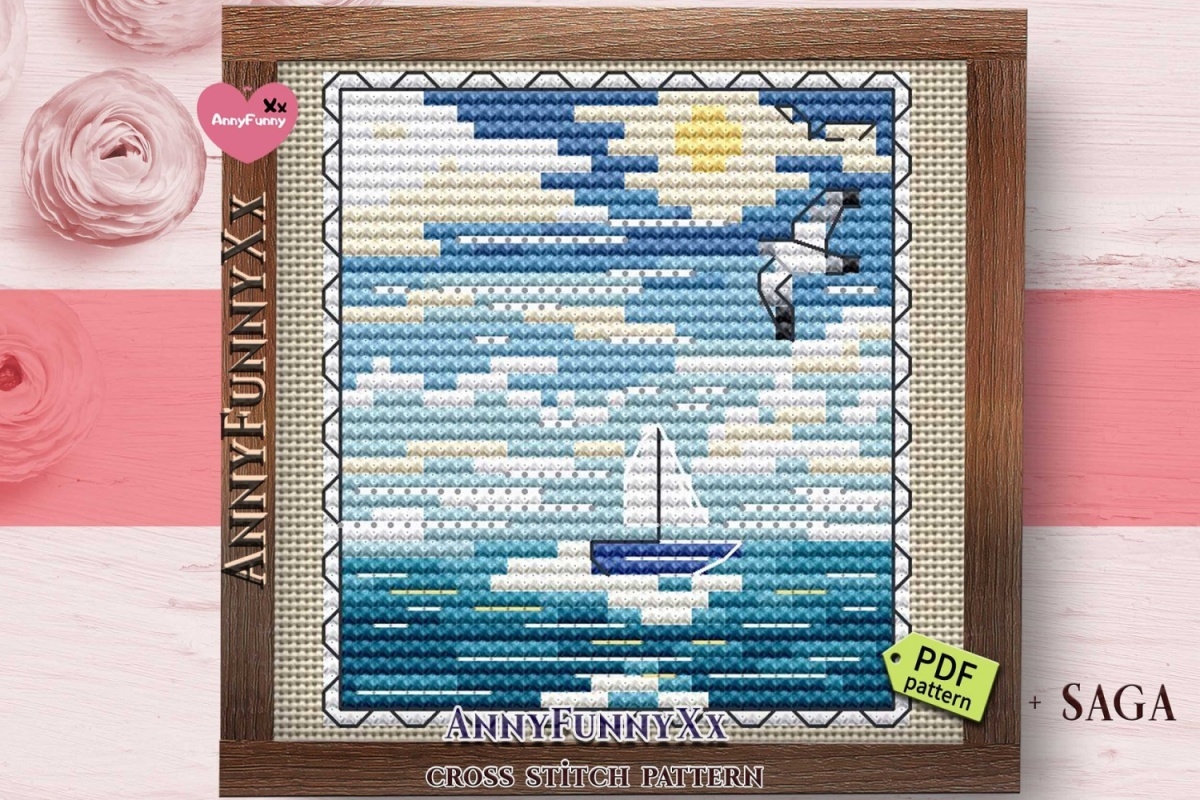 Sea Breeze Postage Stamp Cross Stitch Pattern фото 5