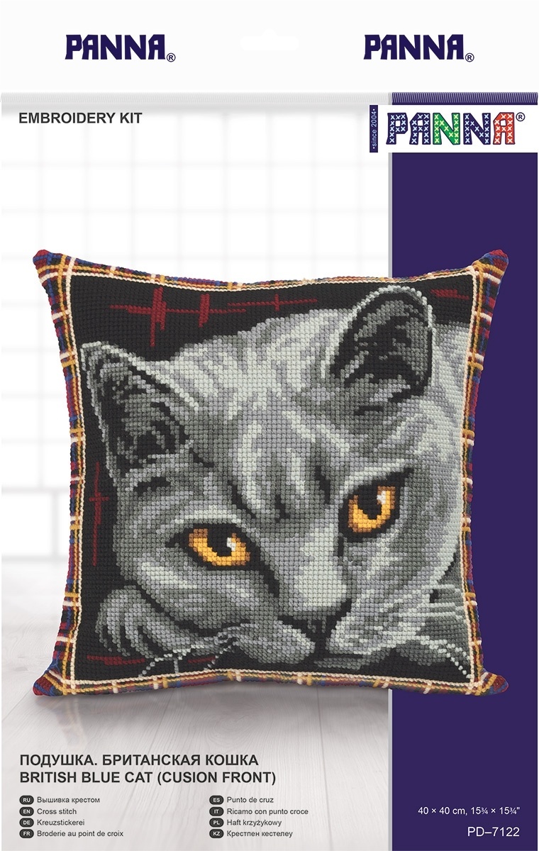 British Blue Cat Cushion Front Cross Stitch Kit фото 2