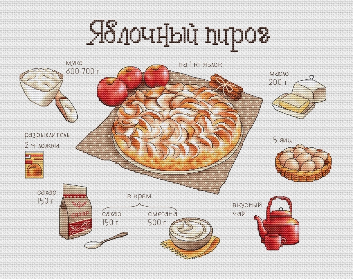 Apple Pie Cross Stitch Chart фото 1