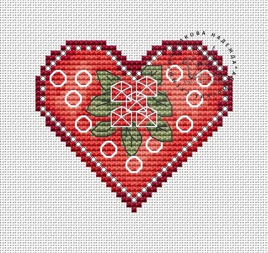 Heart Fragrance of Roses Cross Stitch Pattern фото 1