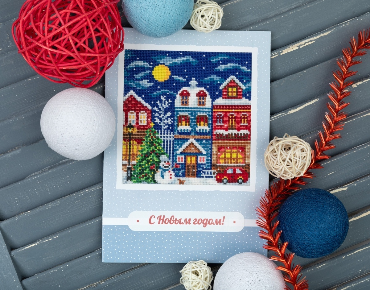 Postcard. Winter Town Cross Stitch Kit фото 4