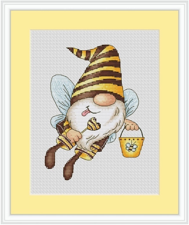 Bee Gnome Cross Stitch Pattern фото 1