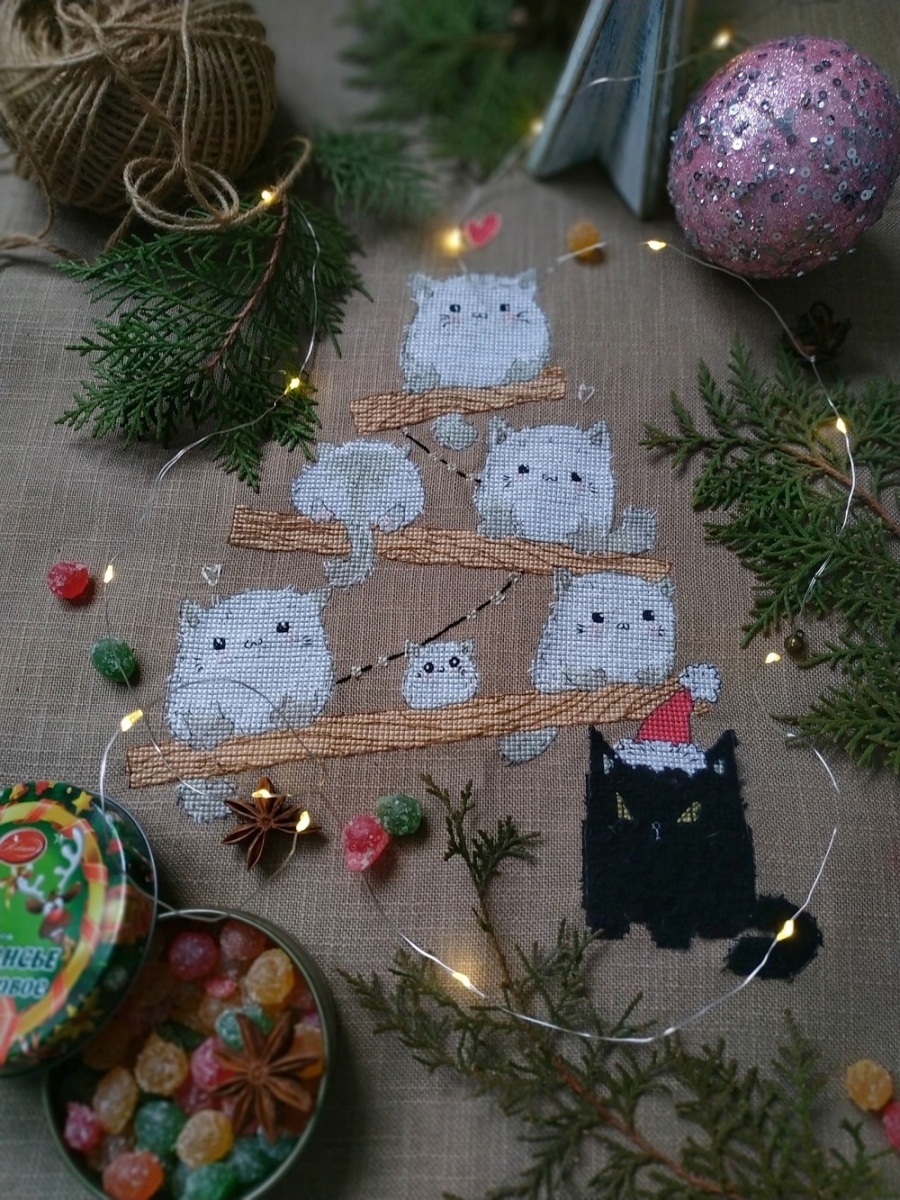 Christmas Tree of Cats Cross Stitch Pattern фото 3