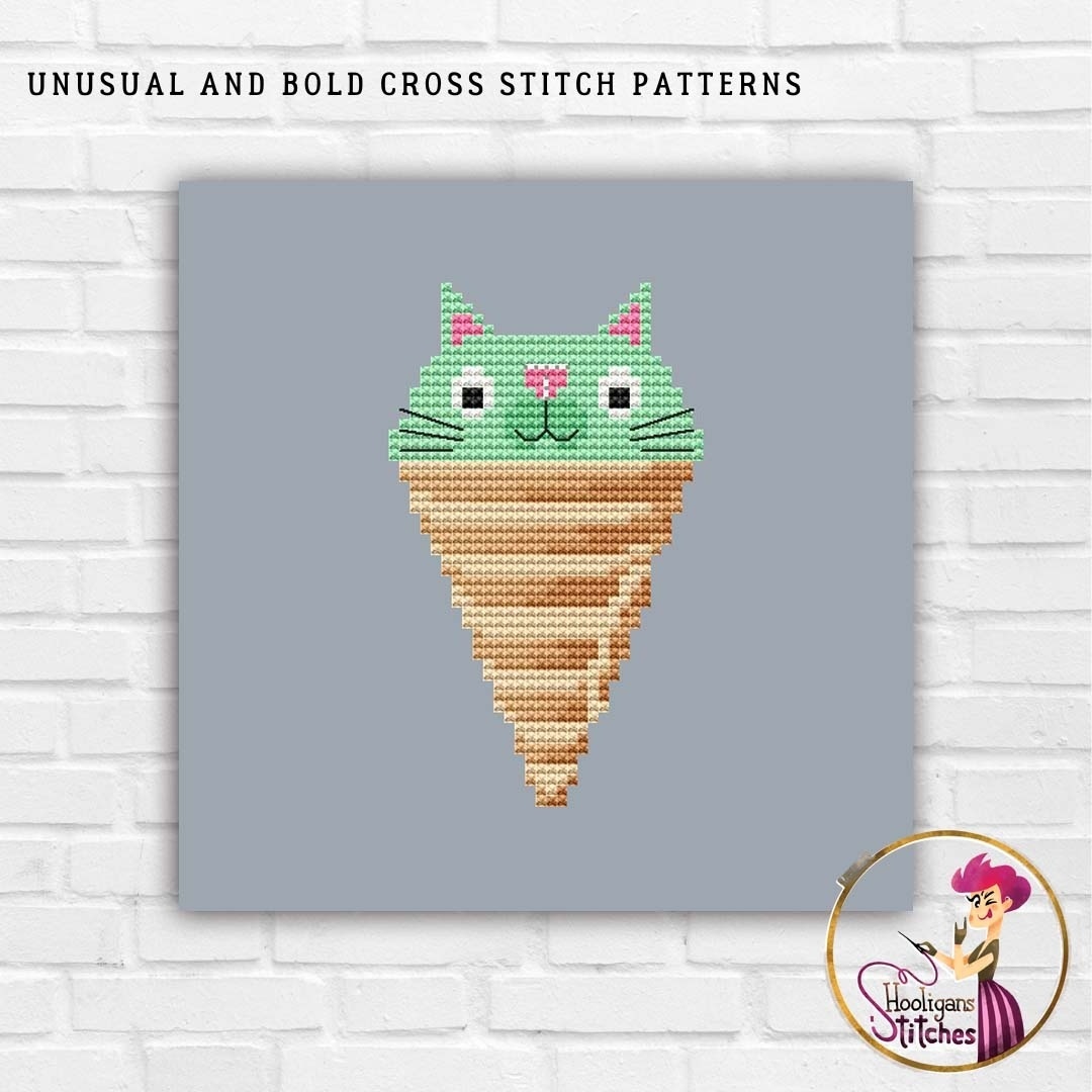 Ice Cream with Pistachio Cat Cross Stitch Pattern фото 2