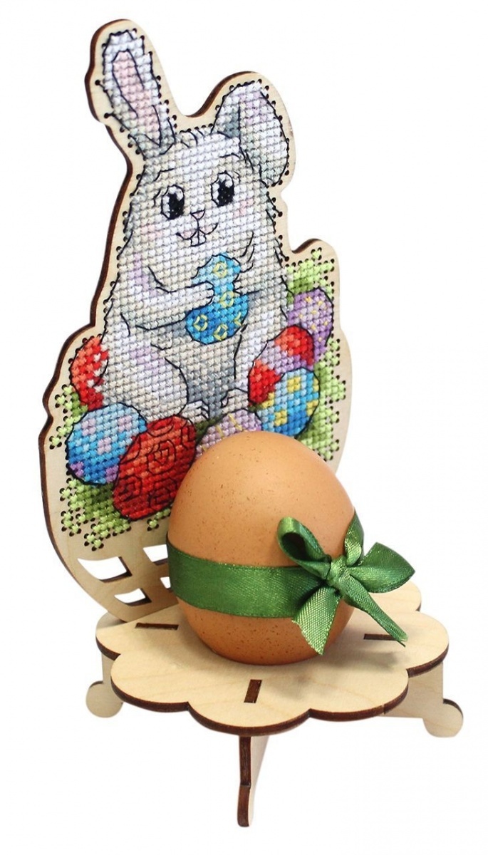 Easter Egg Stand. Bunny Сard Cross Stitch Kit фото 1
