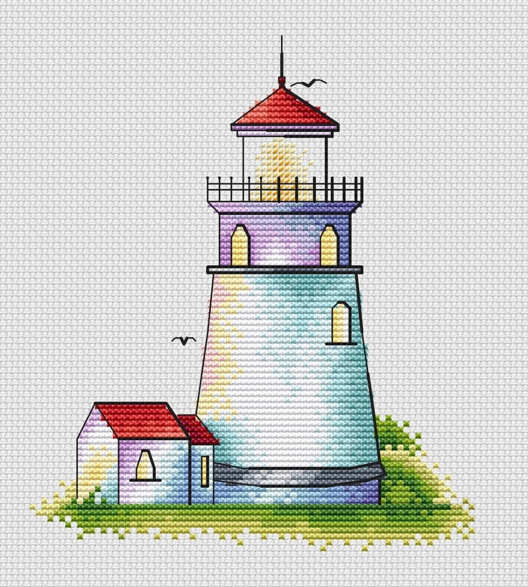Lighthouse with a House Cross Stitch Pattern фото 1