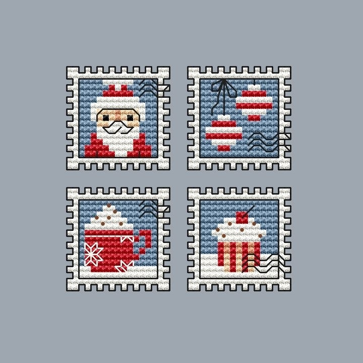 Christmas Postage Stamps Cross Stitch Pattern фото 3