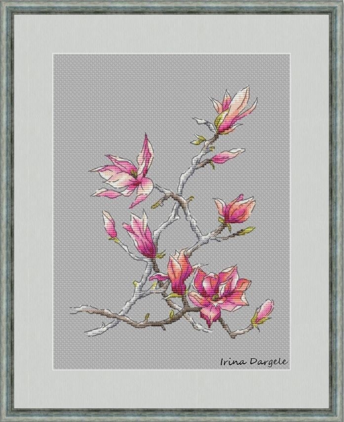Magnolia Flowers Cross Stitch Pattern фото 1
