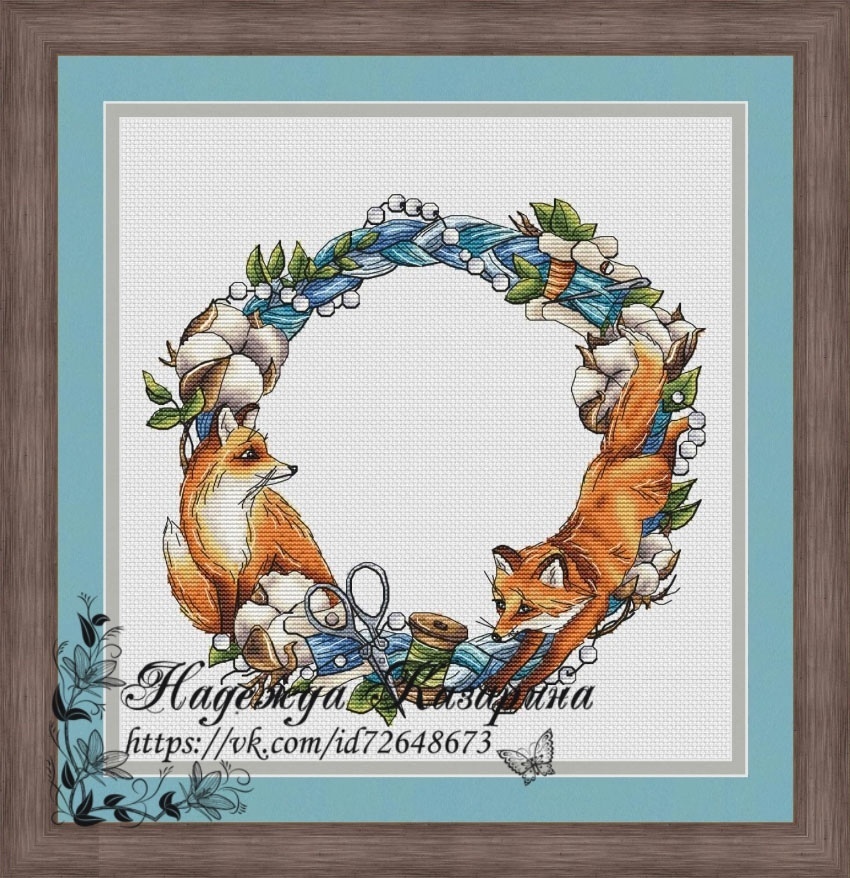 Fox Wreath Cross Stitch Pattern фото 1