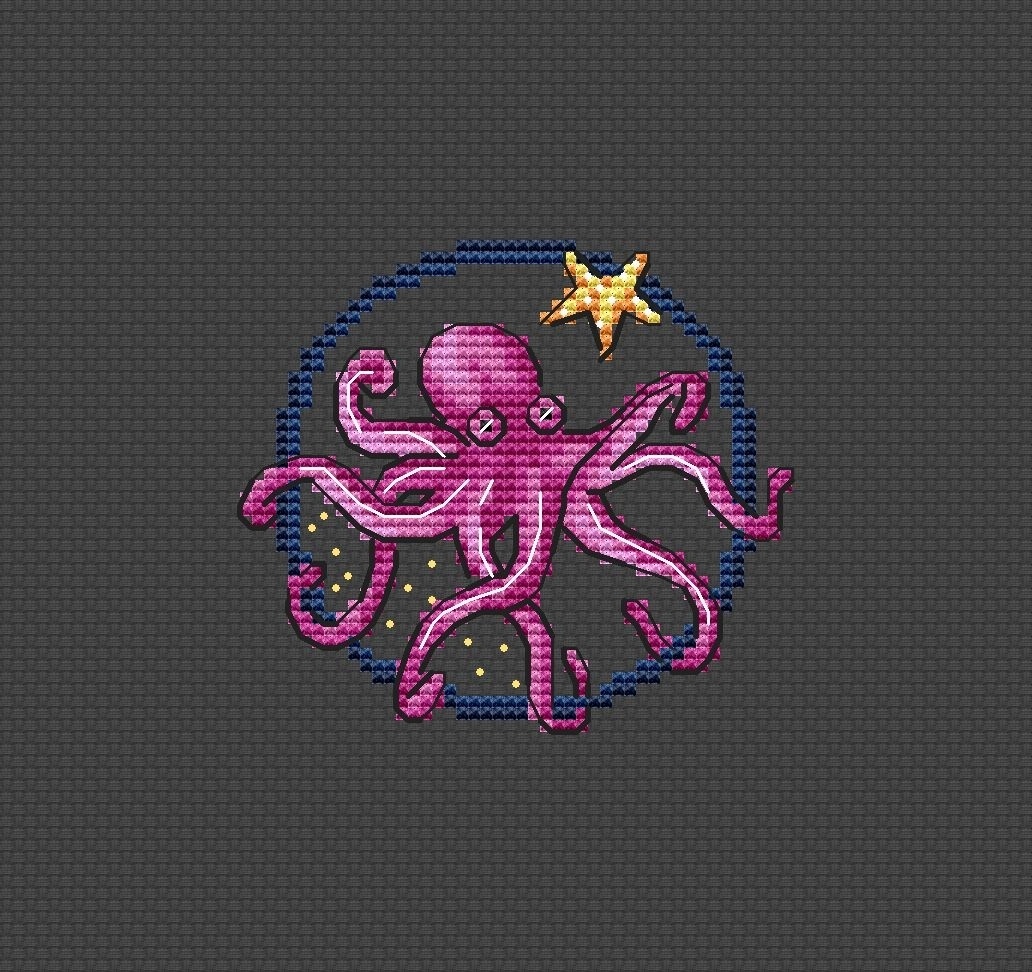 Silhouettes. Octopus Cross Stitch Pattern фото 2