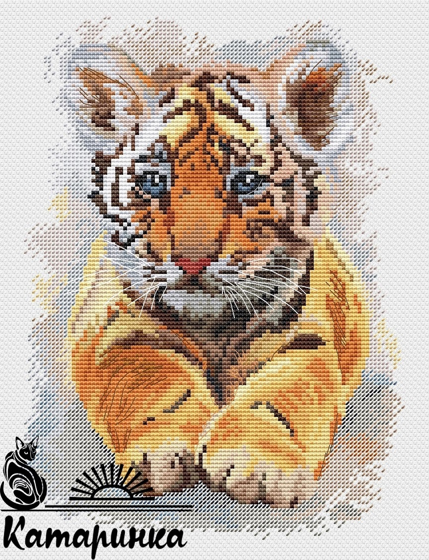 Tiger Cub Cross Stitch Pattern фото 1