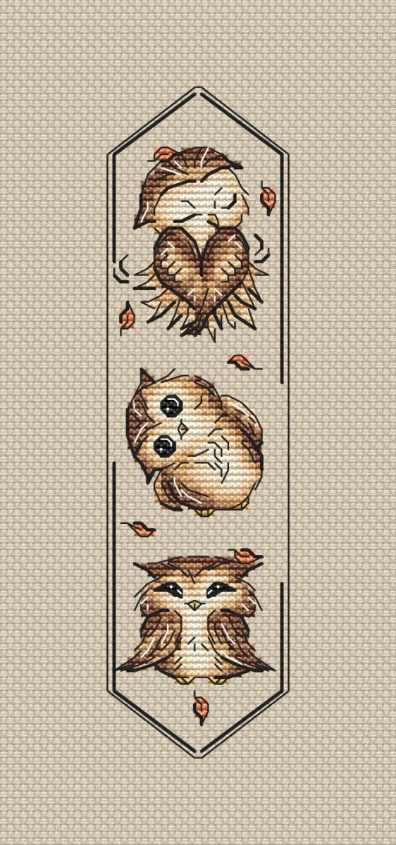 Bookmark Owlets Cross Stitch Pattern фото 1