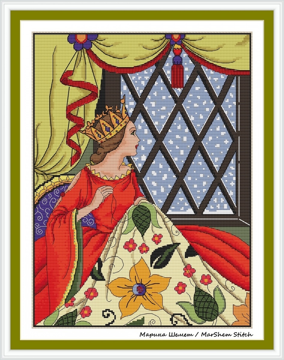 Queen with Stitching Cross Stitch Pattern фото 1