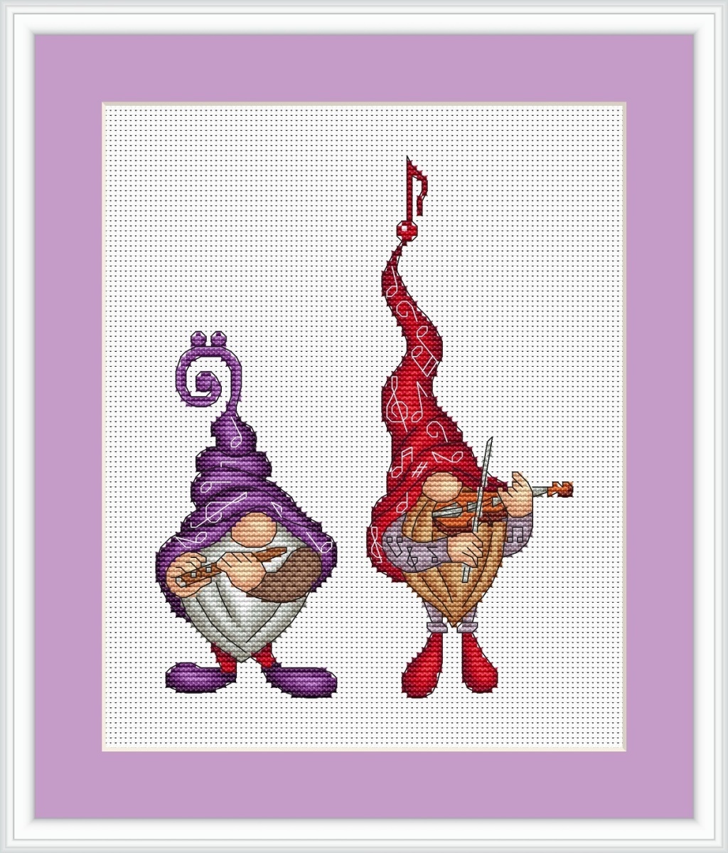 Gnomes Musicians Cross Stitch Pattern фото 1