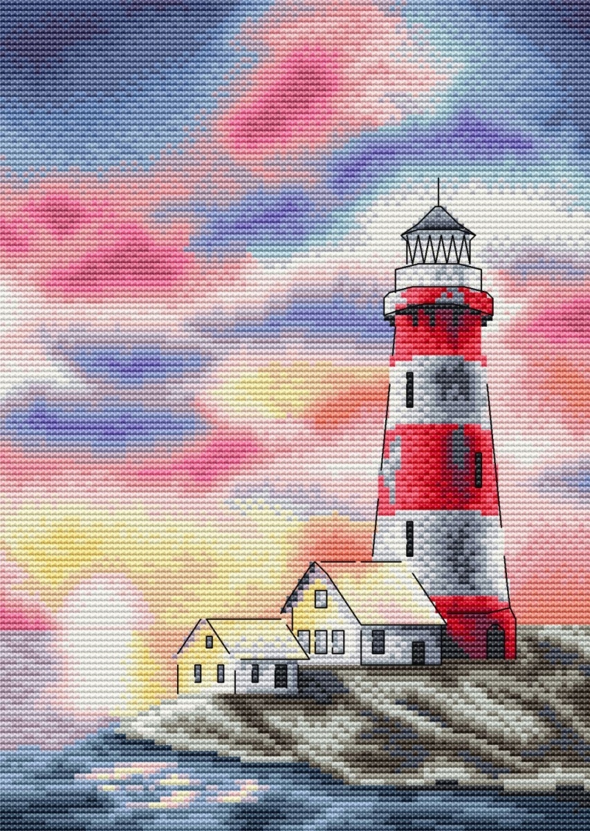 Lighthouse at Sunset Cross Stitch Pattern фото 1