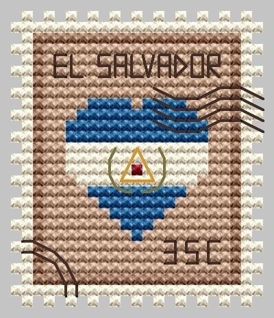 El Salvador Postage Stamp Cross Stitch Pattern фото 1