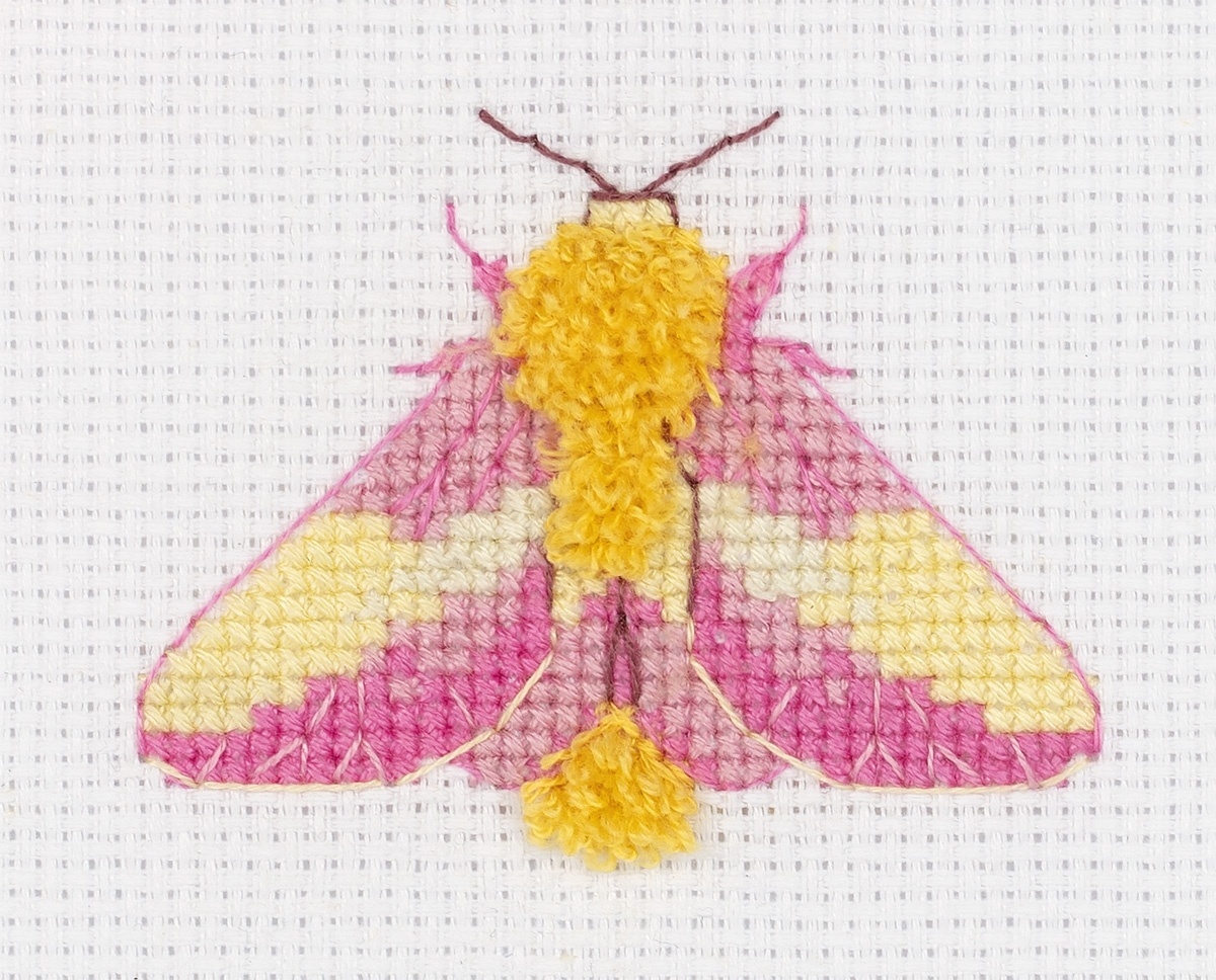 Rosy Maple Moth Cross Stitch Kit, code 8-473 Klart