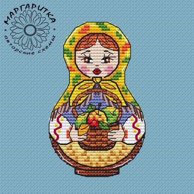 Matryoshka Autumn Cross Stitch Pattern фото 1