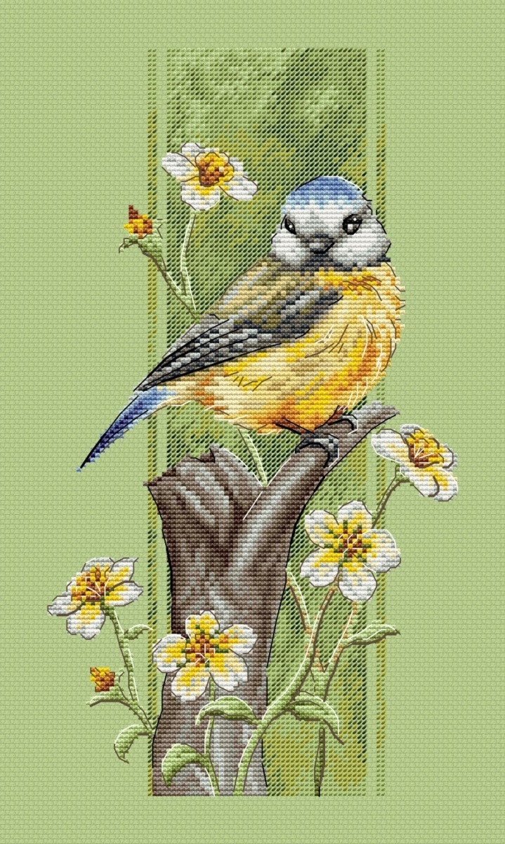 Feathered Summer. Titmouse Cross Stitch Pattern фото 3
