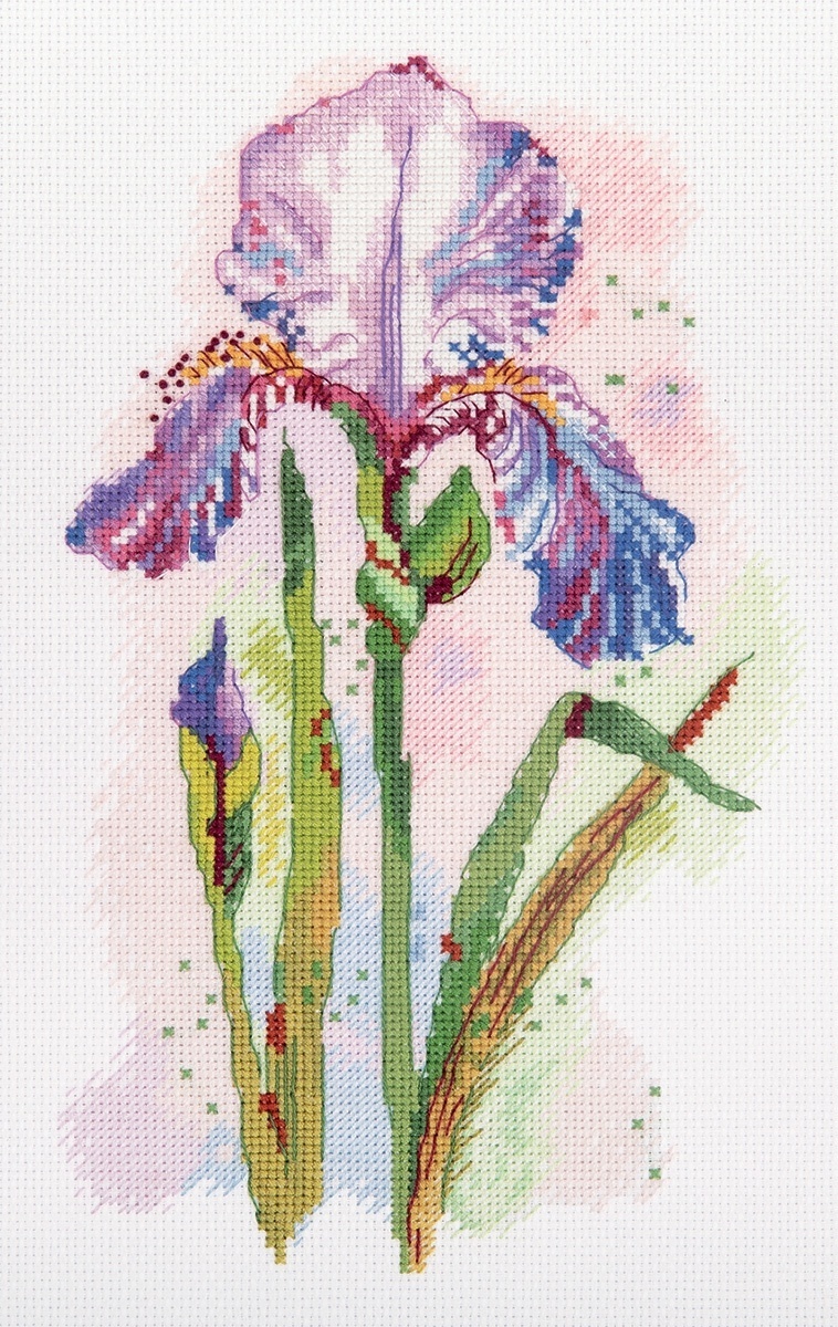 Watercolour Iris Cross Stitch Kit фото 1