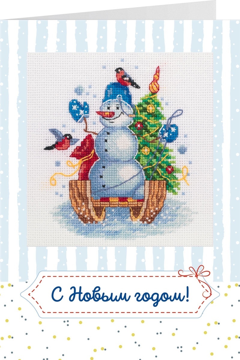 Postcard. Holiday Snowman Cross Stitch Kit фото 1