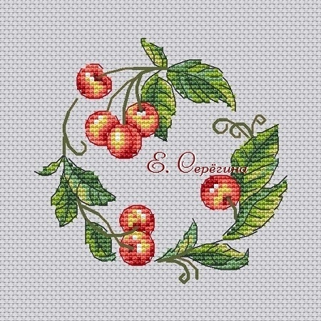Cherry Wreath Cross Stitch Chart фото 4