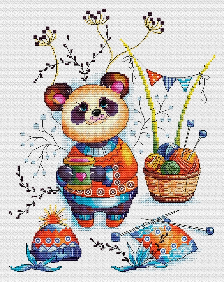 Pandas also Knit Cross Stitch Pattern фото 1