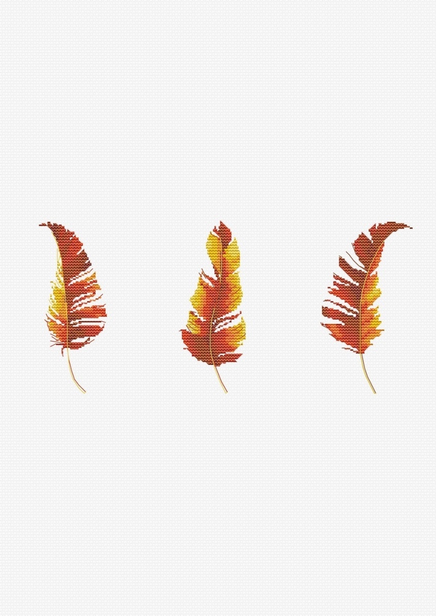 Three Orange Feathers Cross Stitch Pattern фото 1