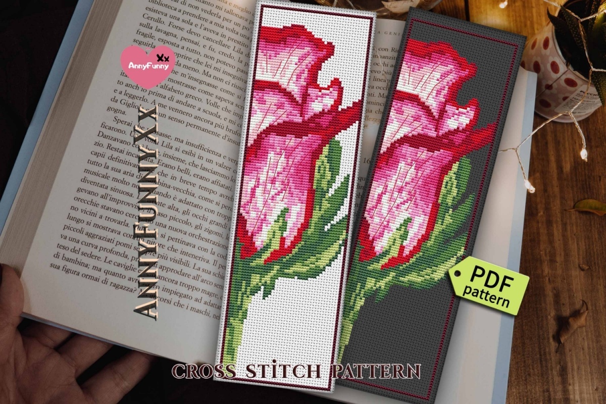 Bookmark Rose Flower Cross Stitch Pattern фото 4