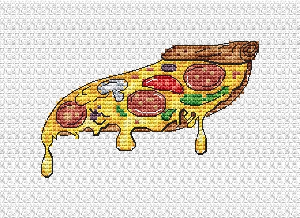 Charming Pizza Cross Stitch Pattern фото 1