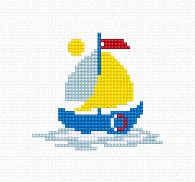 My First Embroidery. Ship Cross Stitch Kit фото 1