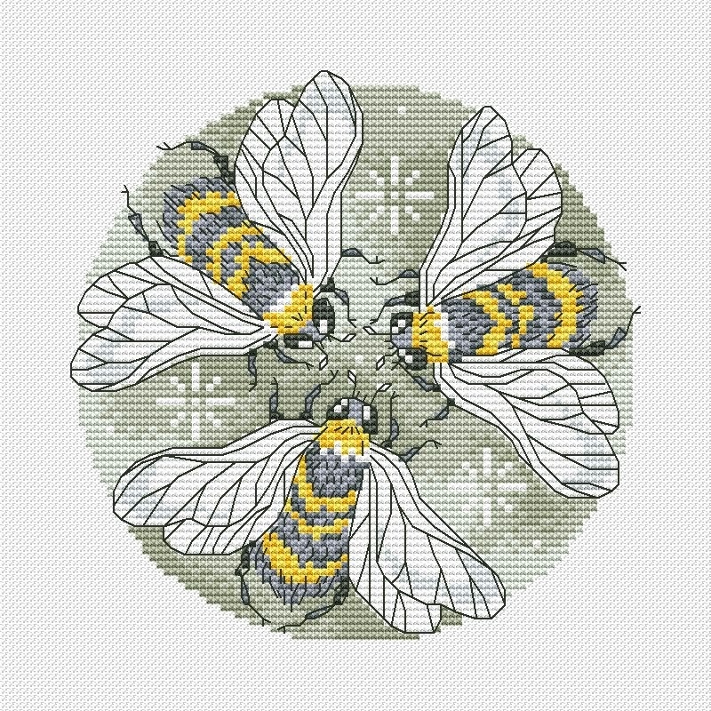 Bee Circle Cross Stitch Pattern фото 1
