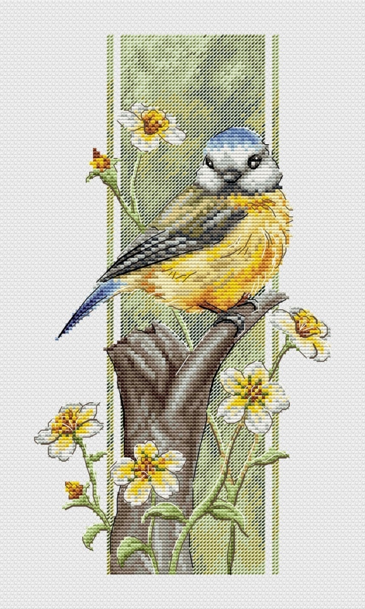 Feathered Summer. Titmouse Cross Stitch Pattern фото 1