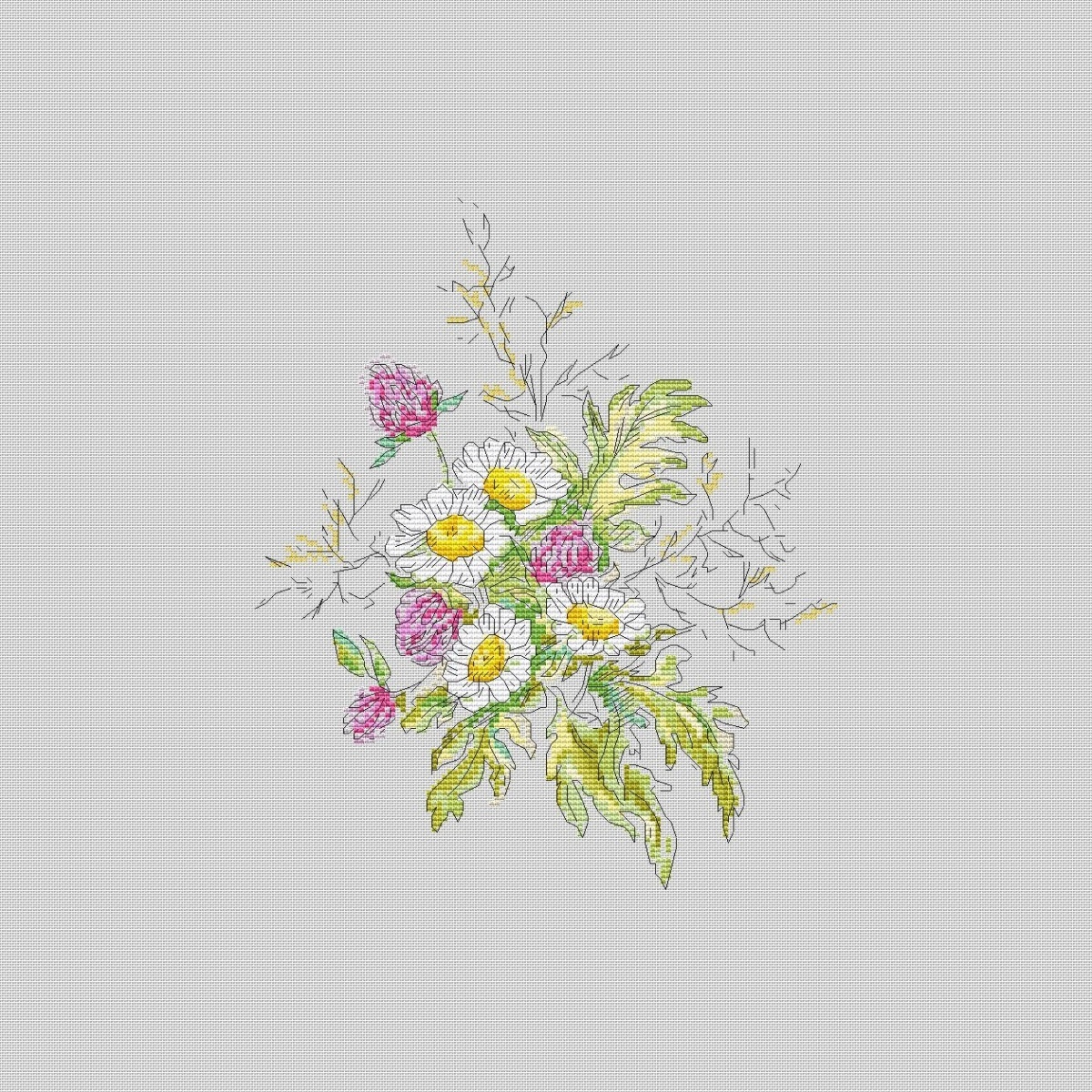 Flowers. Sketch. Clover Cross Stitch Pattern фото 2
