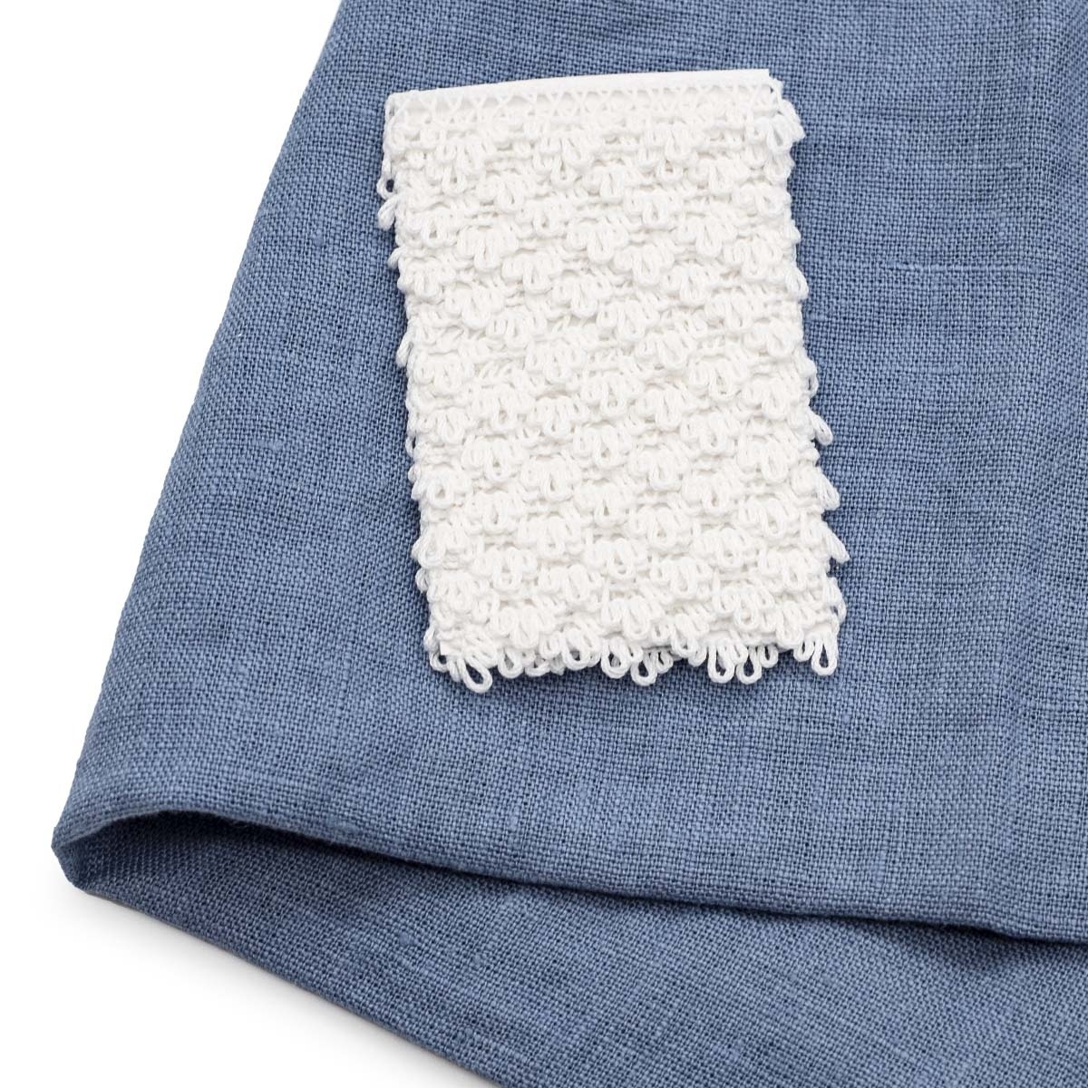 Gray-blue&White Linen with Braid Patchwork Fabric фото 1