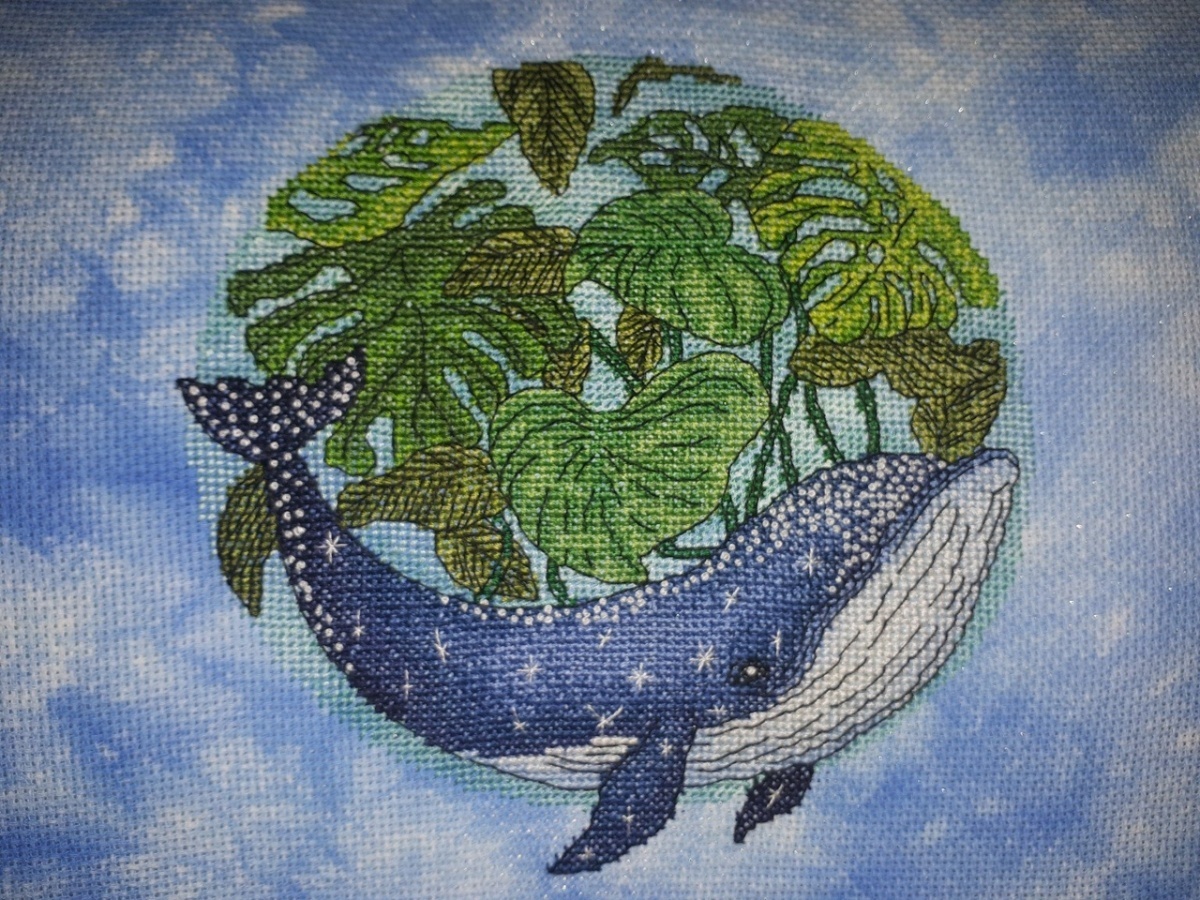 Whale in Leaves Cross Stitch Pattern фото 2