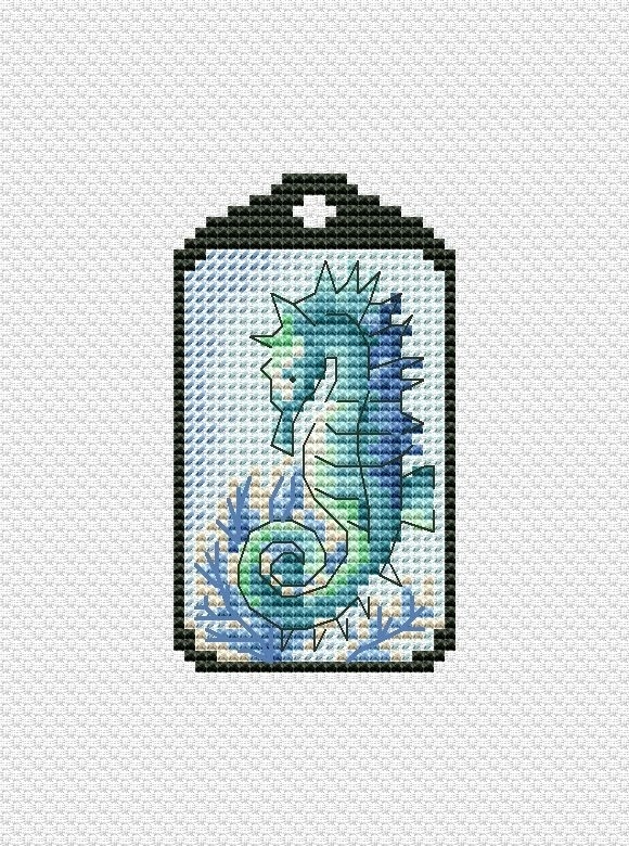 Seahorse Keychain Cross Stitch Pattern фото 1