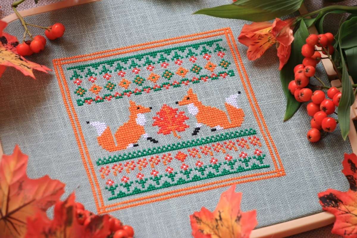 Autumn Primitive Cross Stitch Pattern фото 2