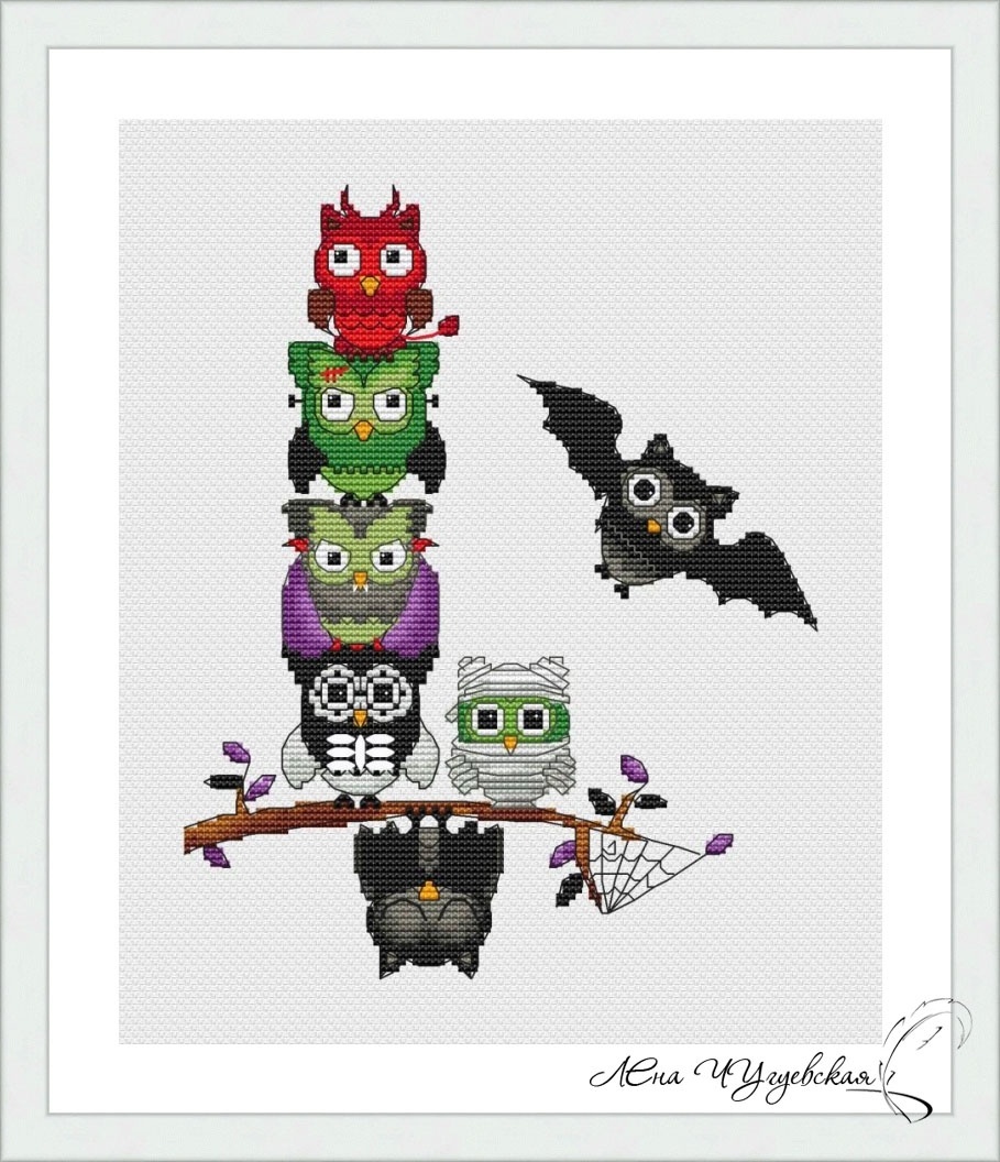 Owls - Halloween Cross Stitch Pattern фото 1
