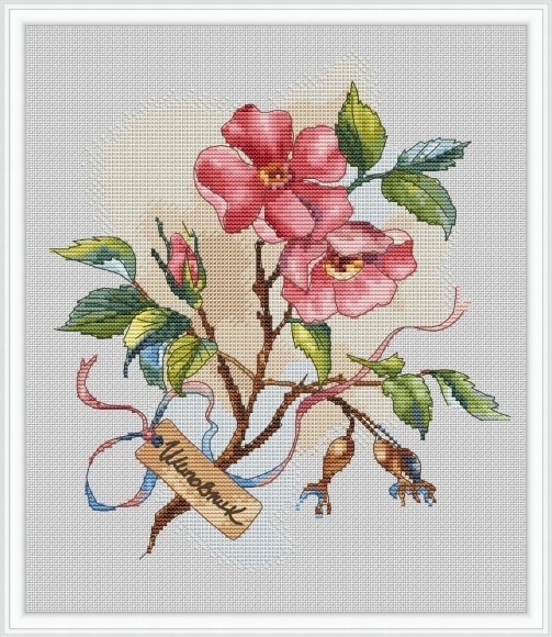 Rosehip Cross Stitch Pattern фото 1