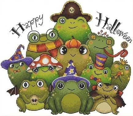 Froggy Halloween Cross Stitch Pattern фото 1