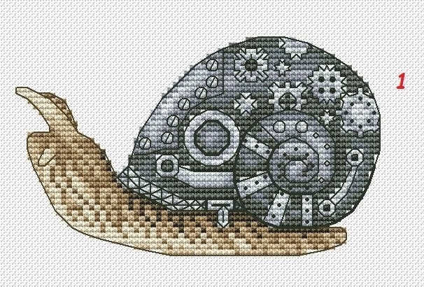 Steampunk Snail 1 Cross Stitch Pattern фото 1