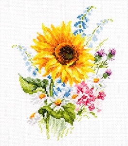 Bouquet with Sunflower Cross Stitch Kit фото 1