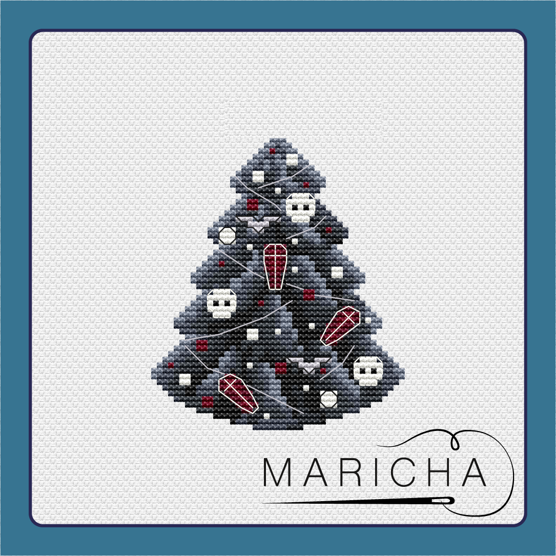 Gothic Christmas Tree Cross Stitch Pattern фото 1