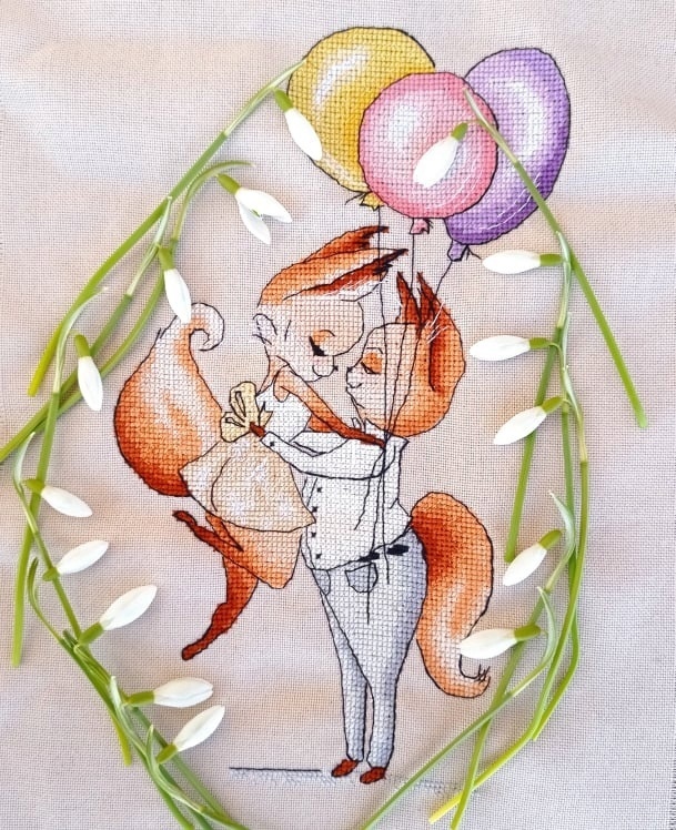 Squirrels in Love Cross Stitch Pattern фото 2