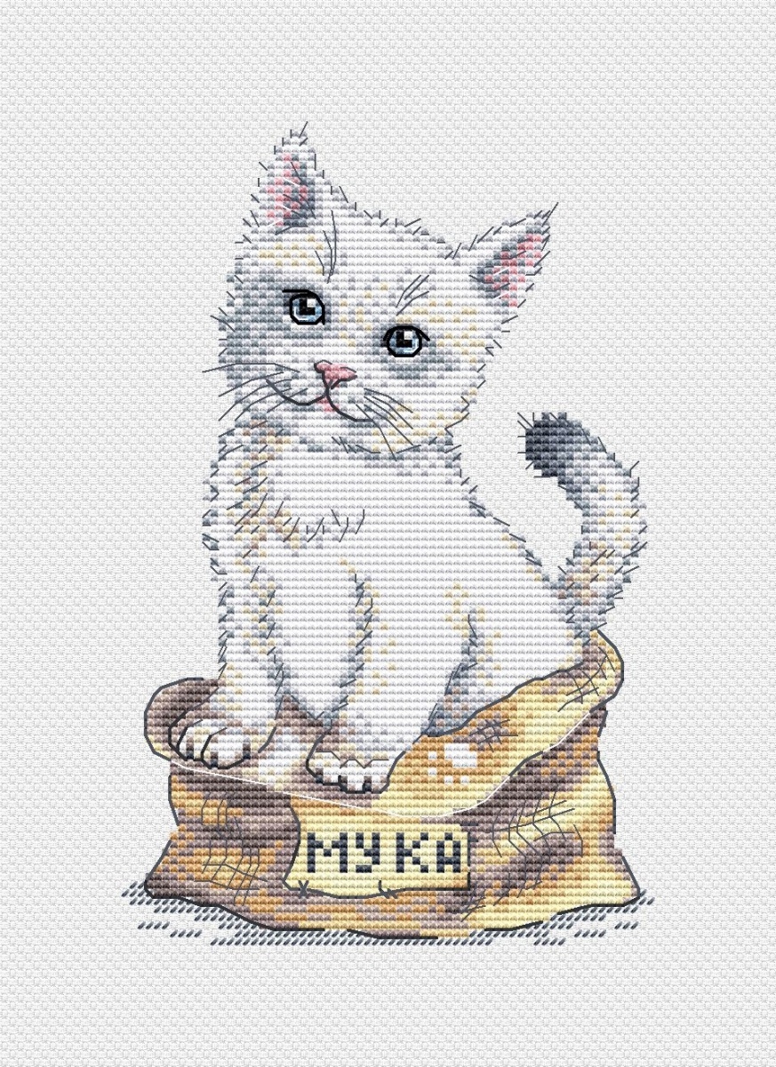White Kitten Cross Stitch Pattern фото 1