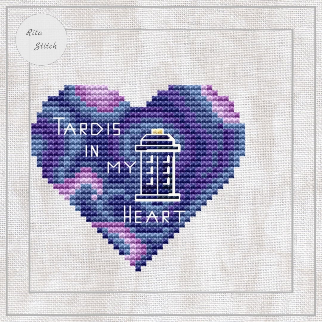 Heart Tardis Cross Stitch Pattern фото 1
