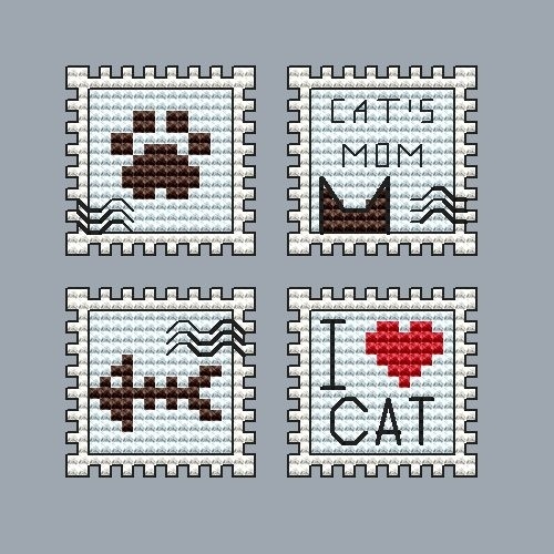 I Love Cat Cross Stitch Pattern фото 1