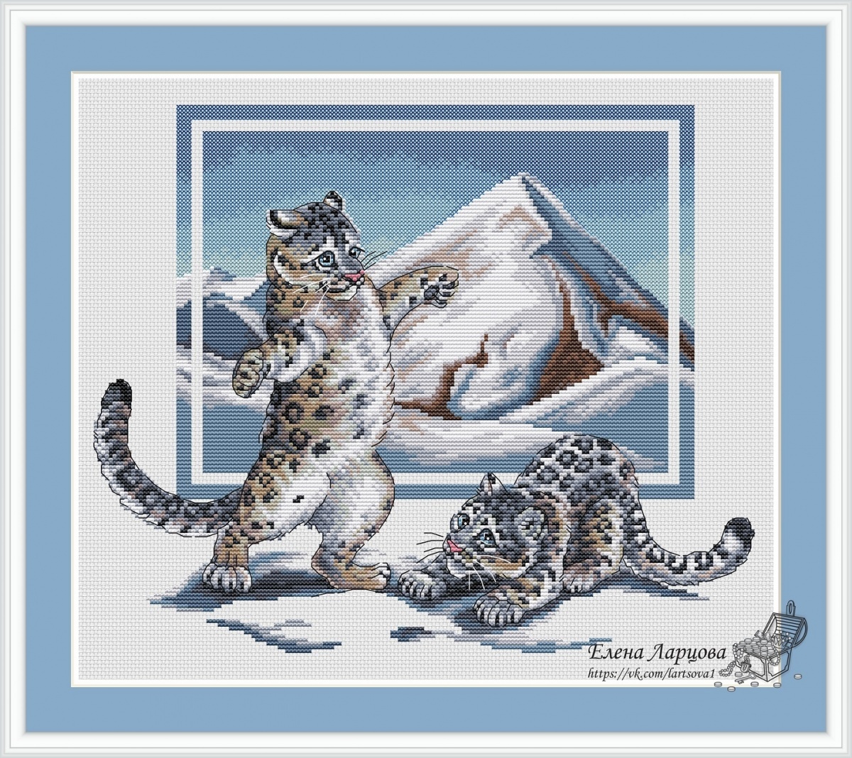 Snow Leopards Cross Stitch Pattern фото 1