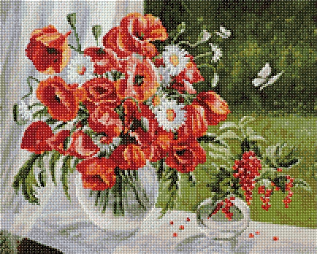 Poppies on the Window Diamond Painting Kit фото 2